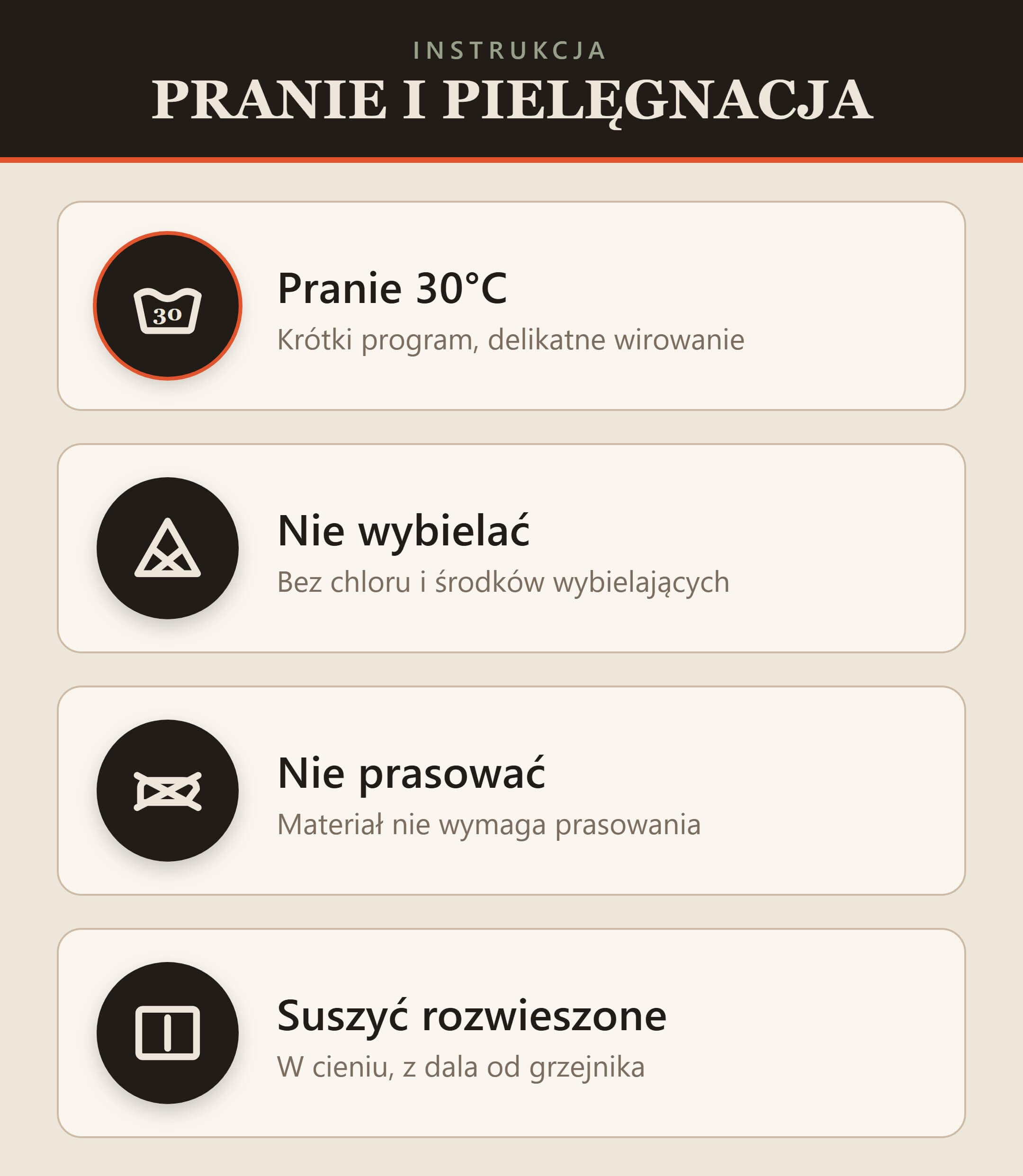 Pranie i pielęgnacja pokrowca na fotel – pranie w pralce, nie prasować